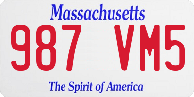 MA license plate 987VM5