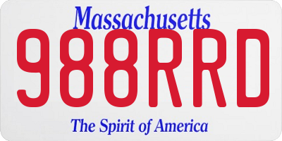 MA license plate 988RRD
