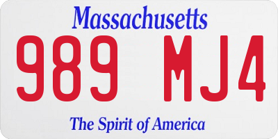 MA license plate 989MJ4