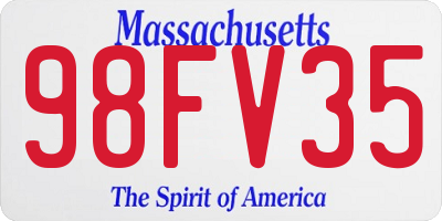 MA license plate 98FV35