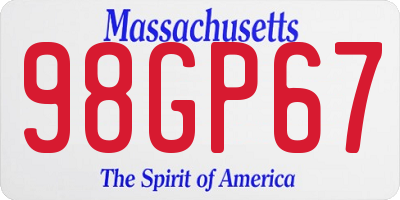 MA license plate 98GP67