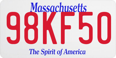 MA license plate 98KF50