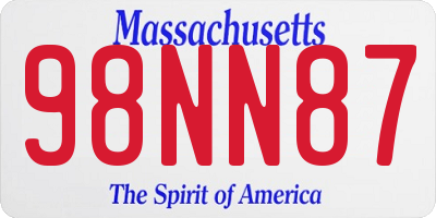 MA license plate 98NN87