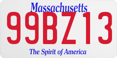 MA license plate 99BZ13