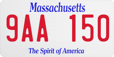 MA license plate 9AA150