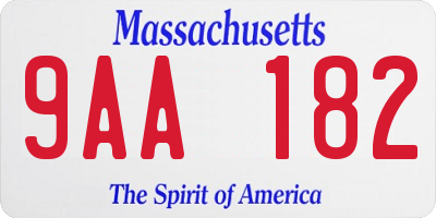MA license plate 9AA182