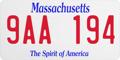 MA license plate 9AA194