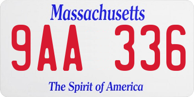 MA license plate 9AA336