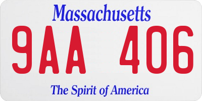 MA license plate 9AA406