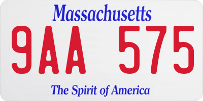 MA license plate 9AA575