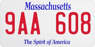 MA license plate 9AA608