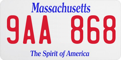 MA license plate 9AA868