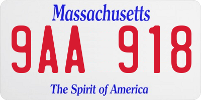 MA license plate 9AA918