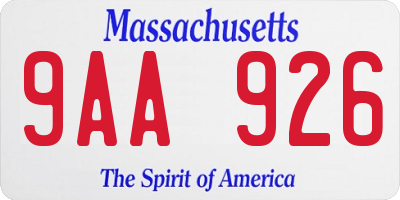 MA license plate 9AA926