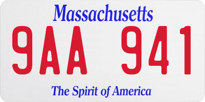 MA license plate 9AA941