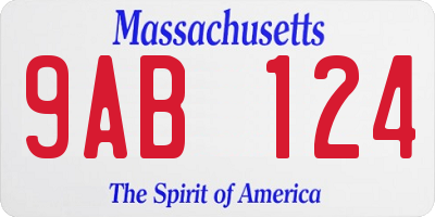 MA license plate 9AB124