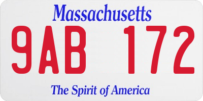 MA license plate 9AB172