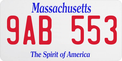 MA license plate 9AB553