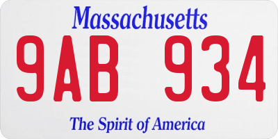 MA license plate 9AB934
