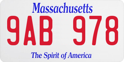 MA license plate 9AB978