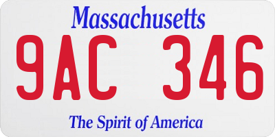 MA license plate 9AC346
