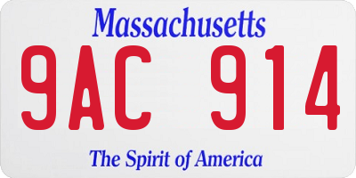 MA license plate 9AC914
