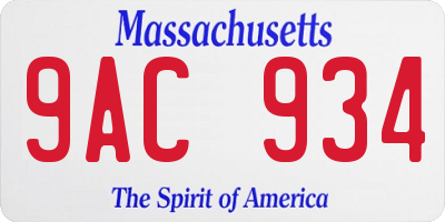 MA license plate 9AC934