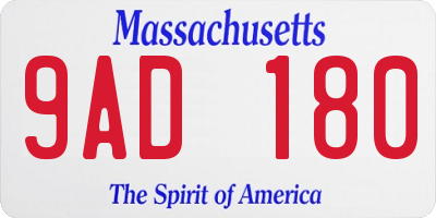 MA license plate 9AD180