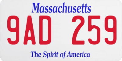 MA license plate 9AD259