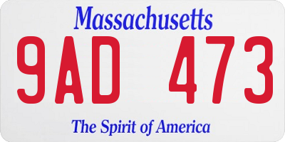 MA license plate 9AD473