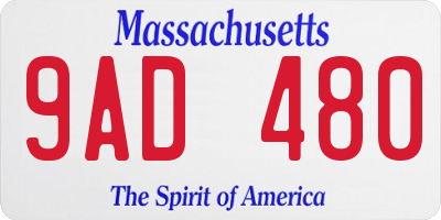 MA license plate 9AD480