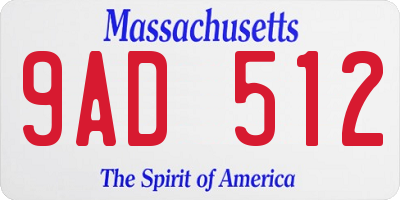 MA license plate 9AD512