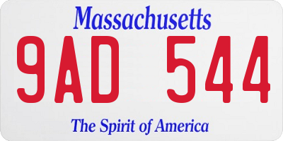 MA license plate 9AD544