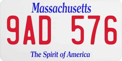MA license plate 9AD576
