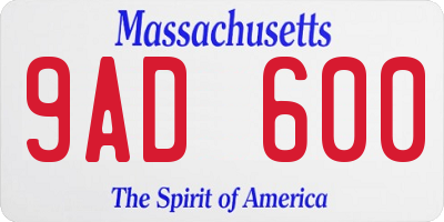 MA license plate 9AD600