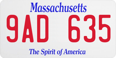 MA license plate 9AD635