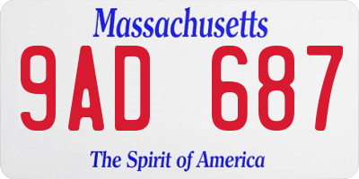MA license plate 9AD687