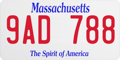 MA license plate 9AD788
