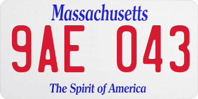MA license plate 9AE043