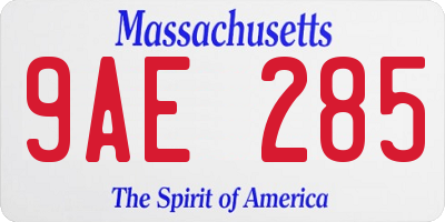 MA license plate 9AE285