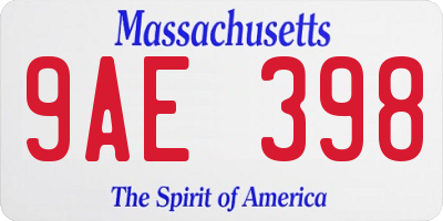MA license plate 9AE398