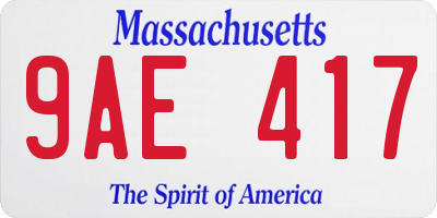 MA license plate 9AE417