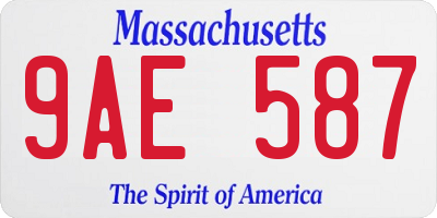 MA license plate 9AE587