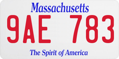 MA license plate 9AE783