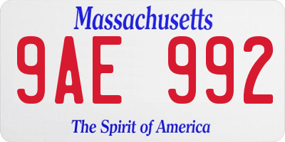 MA license plate 9AE992
