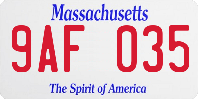 MA license plate 9AF035
