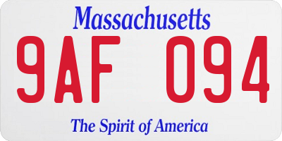 MA license plate 9AF094