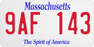 MA license plate 9AF143
