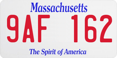 MA license plate 9AF162