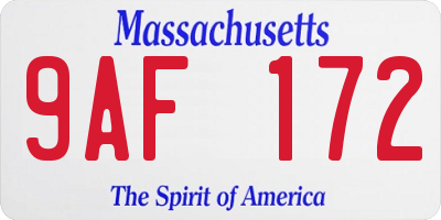 MA license plate 9AF172